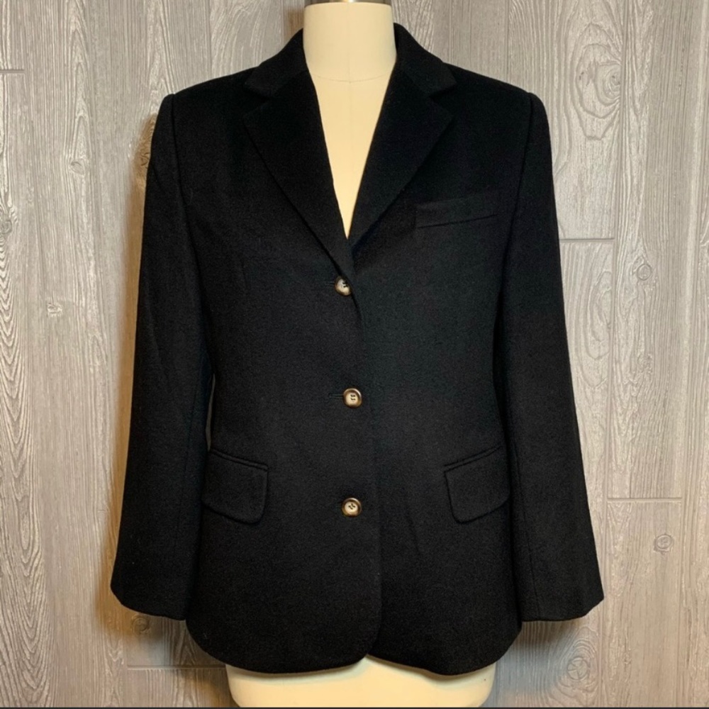 L.L. Bean Black Wool & Cashmere Jacket Blazer 10P
